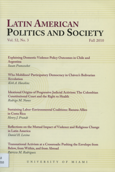 Latin American Politics and Society Fall 2010 Vol.52. No.3